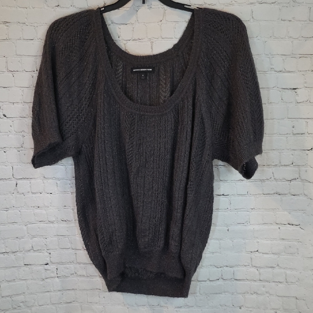 Express Charcoal Scoop Neck Sweater M